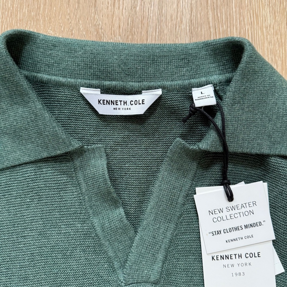 Kenneth Cole Sweater Collection Men's Size L Crew Neck Heathered Kale - Picture 5 of 8